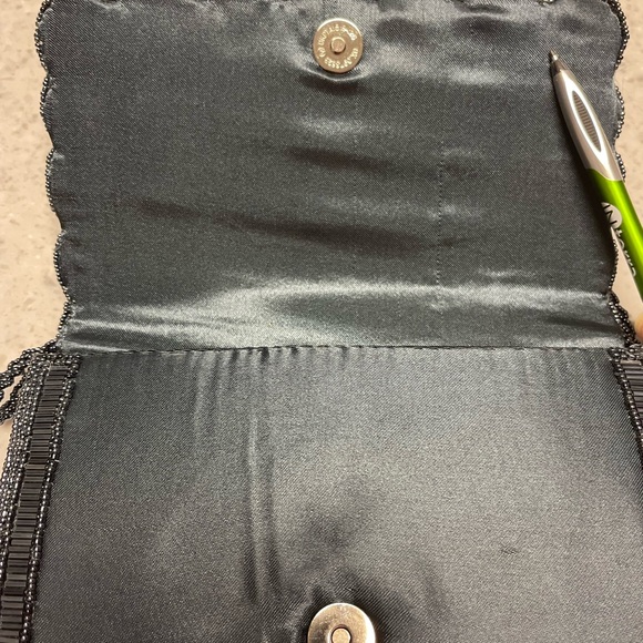 Elegant Black Beaded Evening Bag Shoulder Chain Strap - Picture 10 of 12